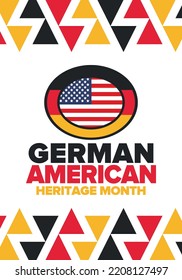 German-American Heritage Month. Happy holiday celebrate annual in October. Germany and United States flag. Culture month. Patriotic design. Poster, card, banner, template. Vector illustration