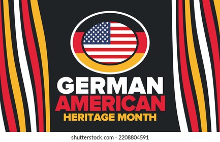 German-American Heritage Month. Happy holiday celebrate annual in October. Germany and United States flag. Culture month. Patriotic design. Poster, card, banner, template. Vector illustration