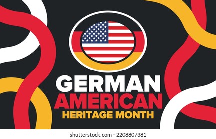 German-American Heritage Month. Happy holiday celebrate annual in October. Germany and United States flag. Culture month. Patriotic design. Poster, card, banner, template. Vector illustration
