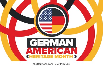 German-American Heritage Month. Happy holiday celebrate annual in October. Germany and United States flag. Culture month. Patriotic design. Poster, card, banner, template. Vector illustration