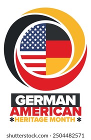 German-American Heritage Month. Happy holiday celebrate annual in October. Germany and United States flag. Culture month. Patriotic design. Poster, card, banner, template. Vector illustration