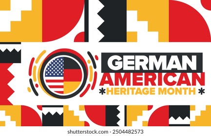 German-American Heritage Month. Happy holiday celebrate annual in October. Germany and United States flag. Culture month. Patriotic design. Poster, card, banner, template. Vector illustration