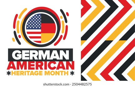 German-American Heritage Month. Happy holiday celebrate annual in October. Germany and United States flag. Culture month. Patriotic design. Poster, card, banner, template. Vector illustration