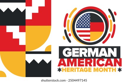 German-American Heritage Month. Happy holiday celebrate annual in October. Germany and United States flag. Culture month. Patriotic design. Poster, card, banner, template. Vector illustration