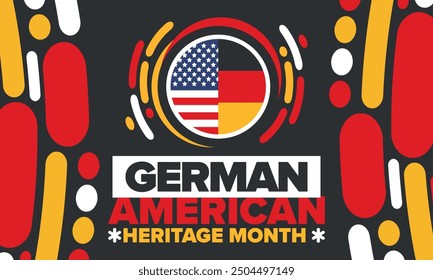 German-American Heritage Month. Happy holiday celebrate annual in October. Germany and United States flag. Culture month. Patriotic design. Poster, card, banner, template. Vector illustration