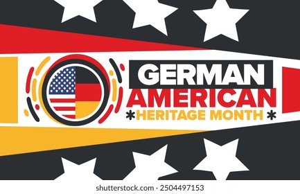 German-American Heritage Month. Happy holiday celebrate annual in October. Germany and United States flag. Culture month. Patriotic design. Poster, card, banner, template. Vector illustration