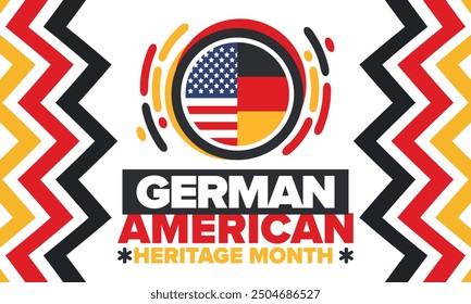 German-American Heritage Month. Happy holiday celebrate annual in October. Germany and United States flag. Culture month. Patriotic design. Poster, card, banner, template. Vector illustration
