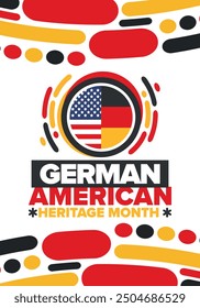 German-American Heritage Month. Happy holiday celebrate annual in October. Germany and United States flag. Culture month. Patriotic design. Poster, card, banner, template. Vector illustration