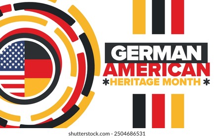 German-American Heritage Month. Happy holiday celebrate annual in October. Germany and United States flag. Culture month. Patriotic design. Poster, card, banner, template. Vector illustration