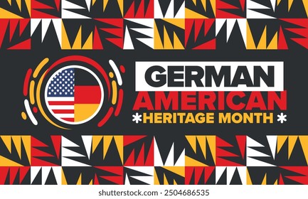 German-American Heritage Month. Happy holiday celebrate annual in October. Germany and United States flag. Culture month. Patriotic design. Poster, card, banner, template. Vector illustration