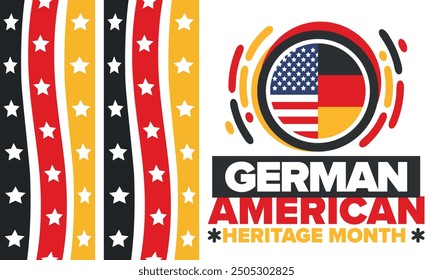 German-American Heritage Month. Happy holiday celebrate annual in October. Germany and United States flag. Culture month. Patriotic design. Poster, card, banner, template. Vector illustration