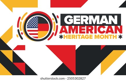 German-American Heritage Month. Happy holiday celebrate annual in October. Germany and United States flag. Culture month. Patriotic design. Poster, card, banner, template. Vector illustration