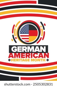 German-American Heritage Month. Happy holiday celebrate annual in October. Germany and United States flag. Culture month. Patriotic design. Poster, card, banner, template. Vector illustration