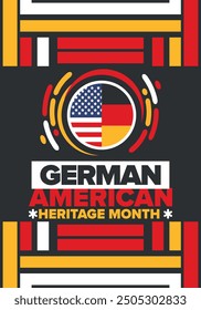 German-American Heritage Month. Happy holiday celebrate annual in October. Germany and United States flag. Culture month. Patriotic design. Poster, card, banner, template. Vector illustration