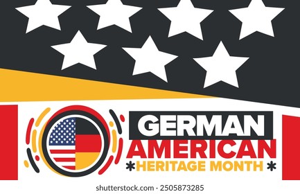 German-American Heritage Month. Happy holiday celebrate annual in October. Germany and United States flag. Culture month. Patriotic design. Poster, card, banner, template. Vector illustration