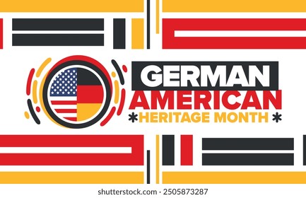 German-American Heritage Month. Happy holiday celebrate annual in October. Germany and United States flag. Culture month. Patriotic design. Poster, card, banner, template. Vector illustration