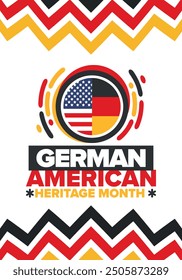 German-American Heritage Month. Happy holiday celebrate annual in October. Germany and United States flag. Culture month. Patriotic design. Poster, card, banner, template. Vector illustration