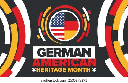 German-American Heritage Month. Happy holiday celebrate annual in October. Germany and United States flag. Culture month. Patriotic design. Poster, card, banner, template. Vector illustration