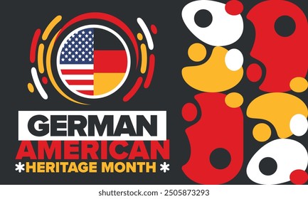 German-American Heritage Month. Happy holiday celebrate annual in October. Germany and United States flag. Culture month. Patriotic design. Poster, card, banner, template. Vector illustration