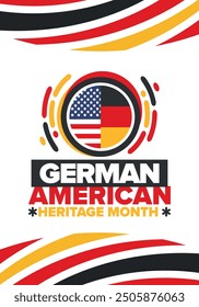 German-American Heritage Month. Happy holiday celebrate annual in October. Germany and United States flag. Culture month. Patriotic design. Poster, card, banner, template. Vector illustration