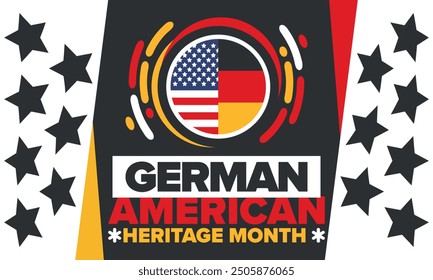 German-American Heritage Month. Happy holiday celebrate annual in October. Germany and United States flag. Culture month. Patriotic design. Poster, card, banner, template. Vector illustration