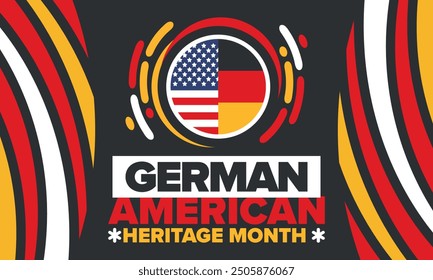 German-American Heritage Month. Happy holiday celebrate annual in October. Germany and United States flag. Culture month. Patriotic design. Poster, card, banner, template. Vector illustration