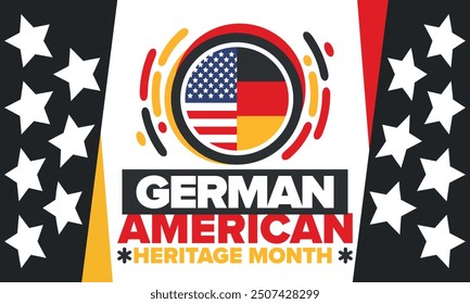 German-American Heritage Month. Happy holiday celebrate annual in October. Germany and United States flag. Culture month. Patriotic design. Poster, card, banner, template. Vector illustration