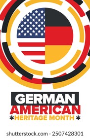 German-American Heritage Month. Happy holiday celebrate annual in October. Germany and United States flag. Culture month. Patriotic design. Poster, card, banner, template. Vector illustration