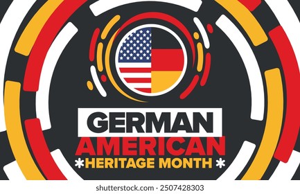 German-American Heritage Month. Happy holiday celebrate annual in October. Germany and United States flag. Culture month. Patriotic design. Poster, card, banner, template. Vector illustration