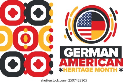 German-American Heritage Month. Happy holiday celebrate annual in October. Germany and United States flag. Culture month. Patriotic design. Poster, card, banner, template. Vector illustration