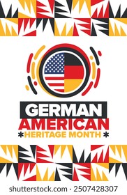 German-American Heritage Month. Happy holiday celebrate annual in October. Germany and United States flag. Culture month. Patriotic design. Poster, card, banner, template. Vector illustration