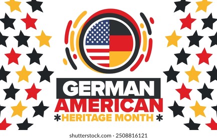 German-American Heritage Month. Happy holiday celebrate annual in October. Germany and United States flag. Culture month. Patriotic design. Poster, card, banner, template. Vector illustration