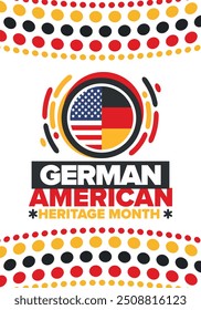 German-American Heritage Month. Happy holiday celebrate annual in October. Germany and United States flag. Culture month. Patriotic design. Poster, card, banner, template. Vector illustration