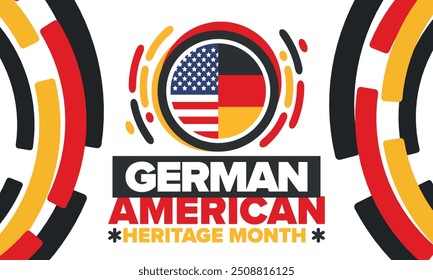 German-American Heritage Month. Happy holiday celebrate annual in October. Germany and United States flag. Culture month. Patriotic design. Poster, card, banner, template. Vector illustration