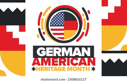 German-American Heritage Month. Happy holiday celebrate annual in October. Germany and United States flag. Culture month. Patriotic design. Poster, card, banner, template. Vector illustration