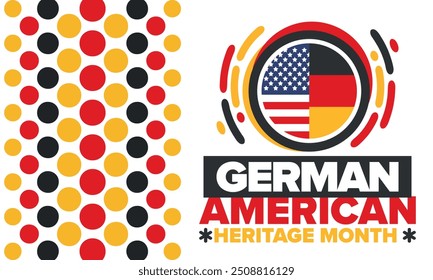 German-American Heritage Month. Happy holiday celebrate annual in October. Germany and United States flag. Culture month. Patriotic design. Poster, card, banner, template. Vector illustration