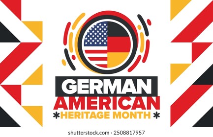 German-American Heritage Month. Happy holiday celebrate annual in October. Germany and United States flag. Culture month. Patriotic design. Poster, card, banner, template. Vector illustration