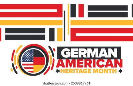 German-American Heritage Month. Happy holiday celebrate annual in October. Germany and United States flag. Culture month. Patriotic design. Poster, card, banner, template. Vector illustration