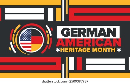 German-American Heritage Month. Happy holiday celebrate annual in October. Germany and United States flag. Culture month. Patriotic design. Poster, card, banner, template. Vector illustration