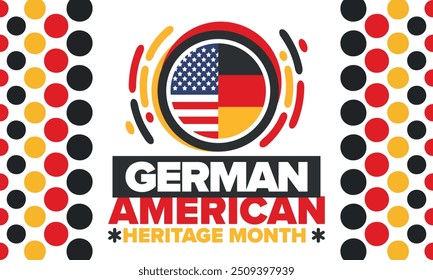 German-American Heritage Month. Happy holiday celebrate annual in October. Germany and United States flag. Culture month. Patriotic design. Poster, card, banner, template. Vector illustration