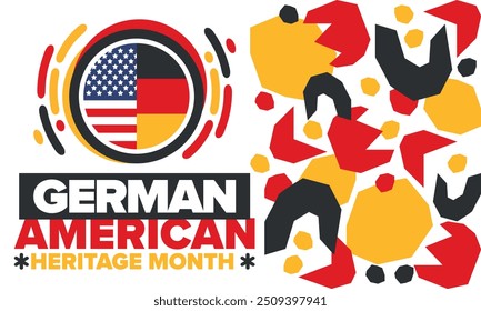 German-American Heritage Month. Happy holiday celebrate annual in October. Germany and United States flag. Culture month. Patriotic design. Poster, card, banner, template. Vector illustration