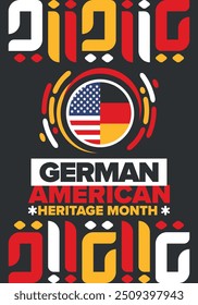 German-American Heritage Month. Happy holiday celebrate annual in October. Germany and United States flag. Culture month. Patriotic design. Poster, card, banner, template. Vector illustration