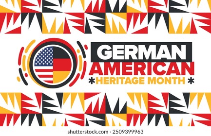 German-American Heritage Month. Happy holiday celebrate annual in October. Germany and United States flag. Culture month. Patriotic design. Poster, card, banner, template. Vector illustration