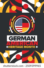 German-American Heritage Month. Happy holiday celebrate annual in October. Germany and United States flag. Culture month. Patriotic design. Poster, card, banner, template. Vector illustration