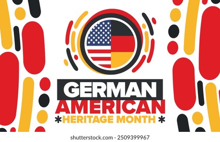 German-American Heritage Month. Happy holiday celebrate annual in October. Germany and United States flag. Culture month. Patriotic design. Poster, card, banner, template. Vector illustration