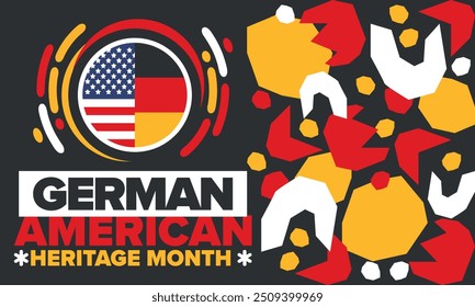 German-American Heritage Month. Happy holiday celebrate annual in October. Germany and United States flag. Culture month. Patriotic design. Poster, card, banner, template. Vector illustration