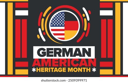 German-American Heritage Month. Happy holiday celebrate annual in October. Germany and United States flag. Culture month. Patriotic design. Poster, card, banner, template. Vector illustration