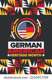 German-American Heritage Month. Happy holiday celebrate annual in October. Germany and United States flag. Culture month. Patriotic design. Poster, card, banner, template. Vector illustration