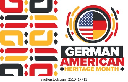 German-American Heritage Month. Happy holiday celebrate annual in October. Germany and United States flag. Culture month. Patriotic design. Poster, card, banner, template. Vector illustration