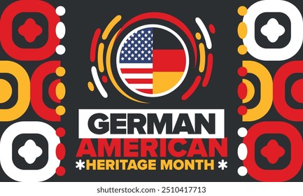 German-American Heritage Month. Happy holiday celebrate annual in October. Germany and United States flag. Culture month. Patriotic design. Poster, card, banner, template. Vector illustration